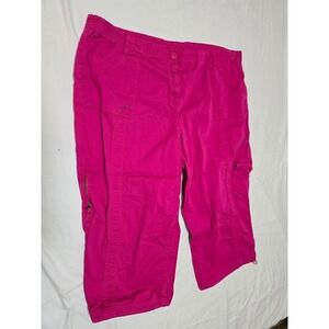 Hot Pink Cargo Capri Pants Womens Size Medium Pockets 24W /0263